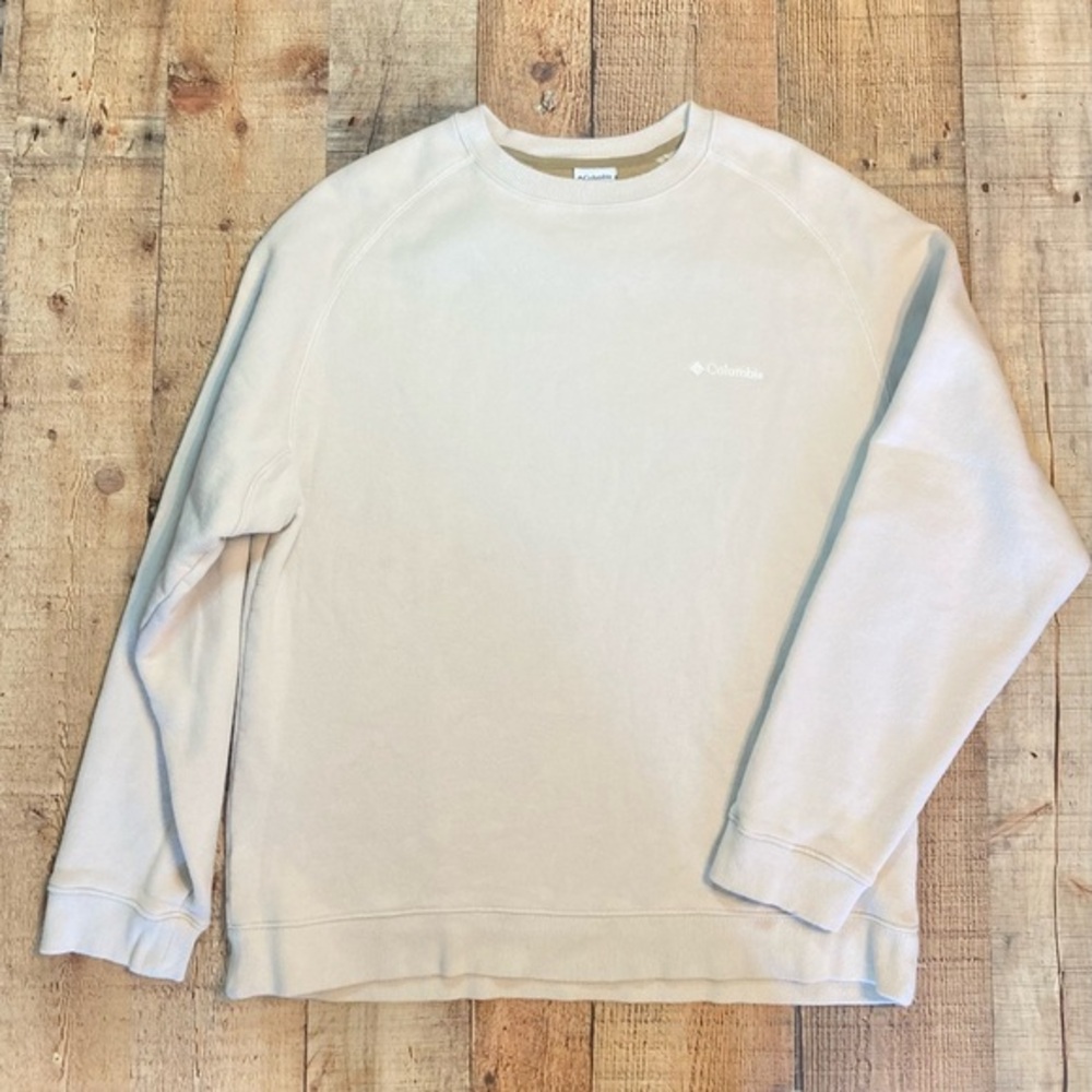 Columbia‎ Mens Crewneck Sweatshirt Cream Fleece Raglan AM2387 Size L